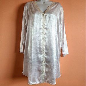 Vintage Linda?for Eaton Satin Purple Polkadot Night Gown M